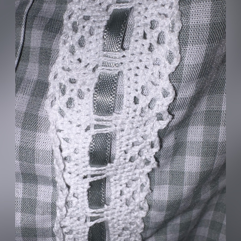 Y2K Coquette Cottagecore Gingham Lace Trim Peplum Tank Top Size L - Picture 4 of 9